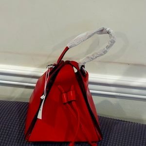 Red leather party bag